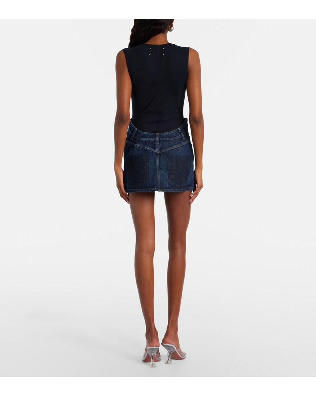 Jean Paul Gaultier Blue Curved Denim Miniskirt