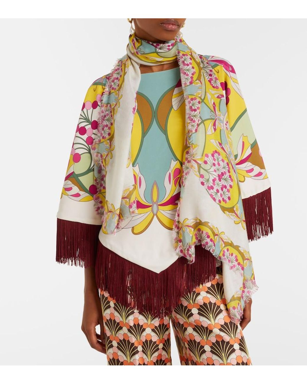 LaDoubleJ White Florette Placee Scarf