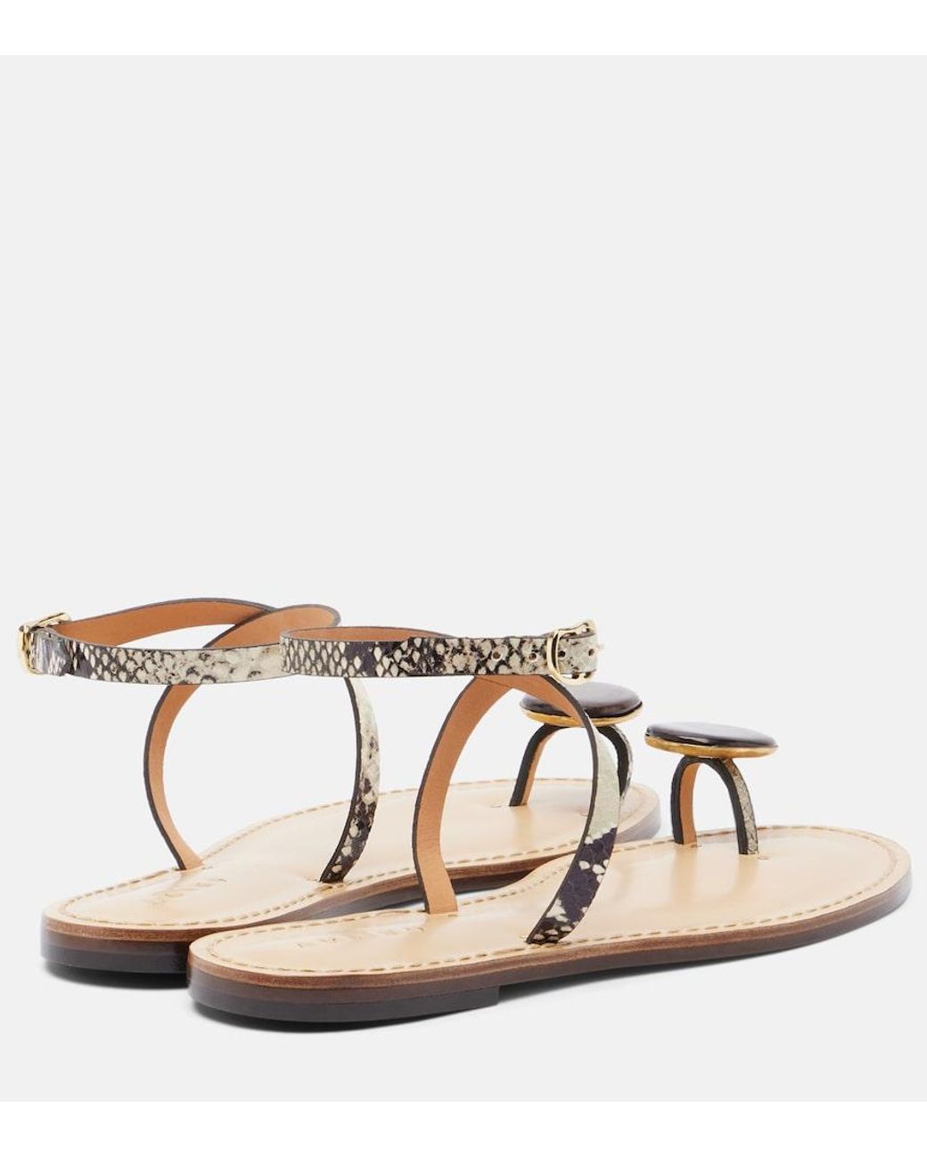 Amanu Natural Kigali Snake-Effect Leather Sandals