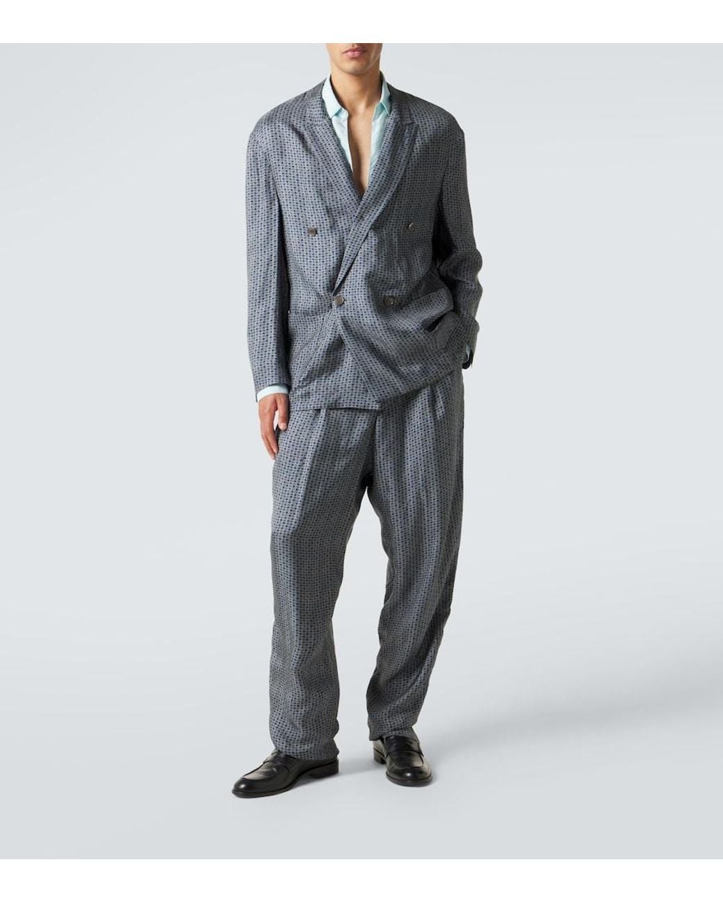 Giorgio Armani Gray Printed Double-Breasted Blazer for men