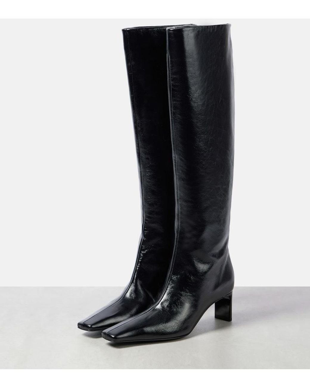 Khaite Black Ona 55 Leather Knee-High Boots