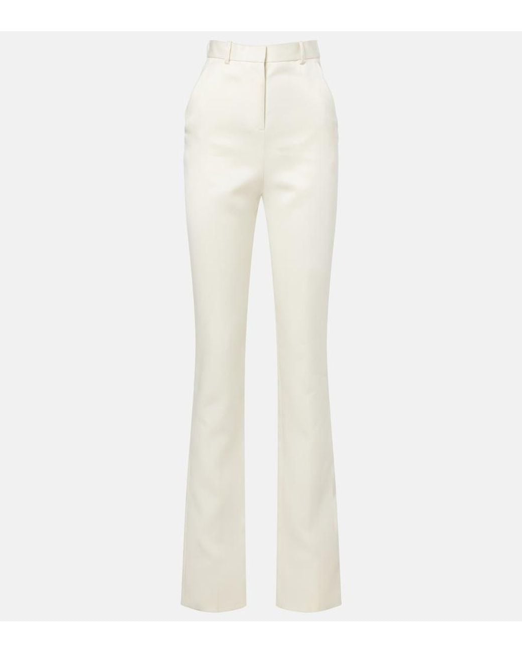 Calvin Klein White Lucia High-Rise Wool And Silk Slim Pants