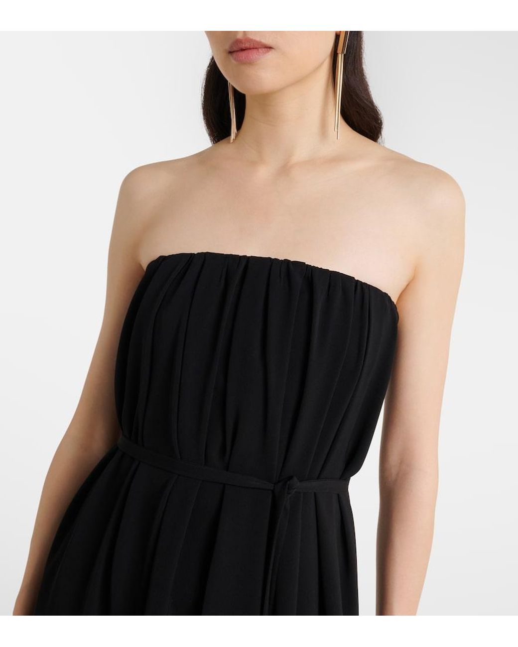 sachin and babi light blue dress Leely Women Chiffon Sheath Maxi Formal Dress with Slit Strapless Black Tie Dress