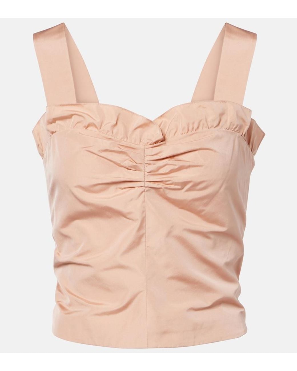 Chloé Pink Gathered Ruffled Taffeta Crop Top