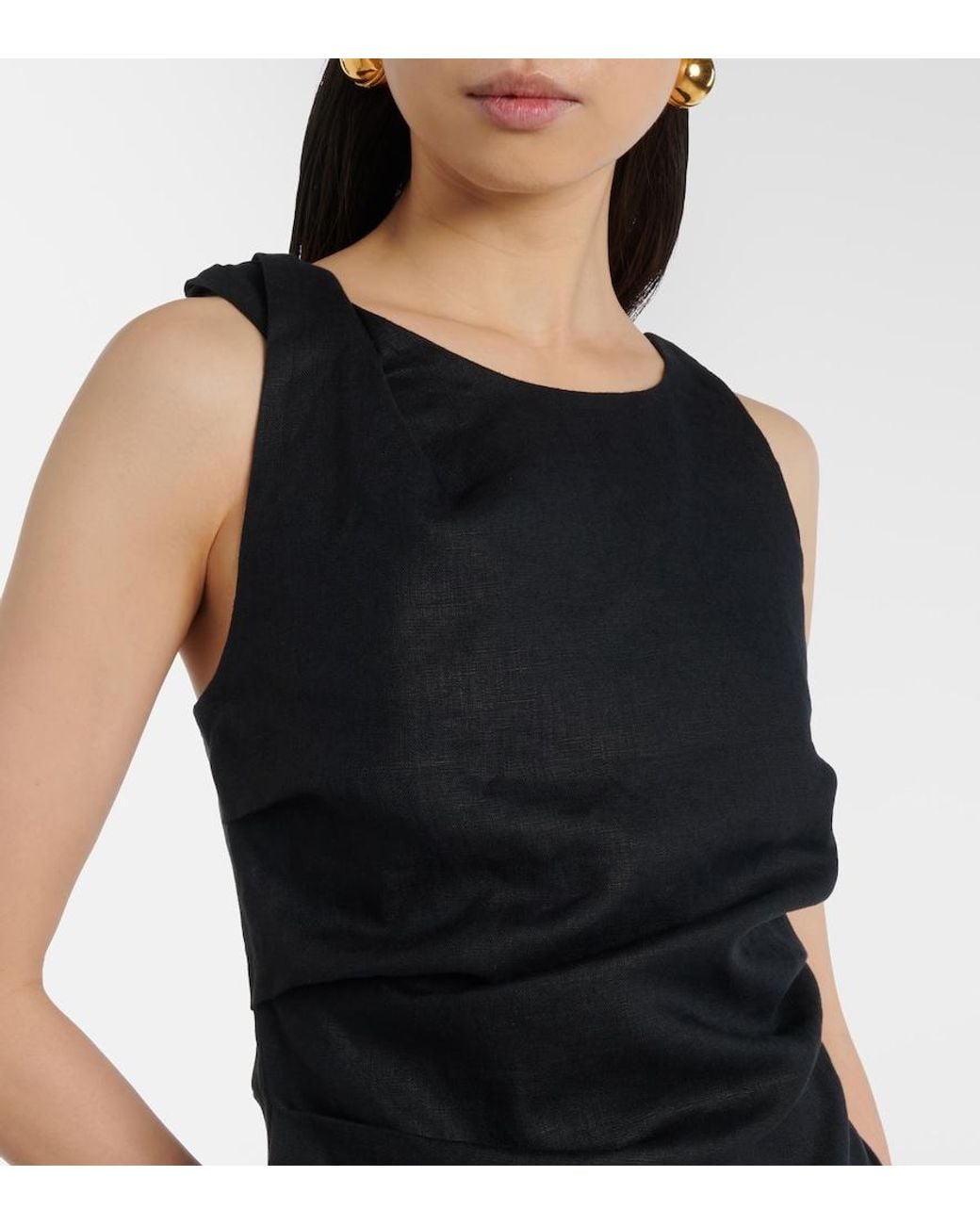 Faithfull The Brand Black Cera Linen Midi Dress