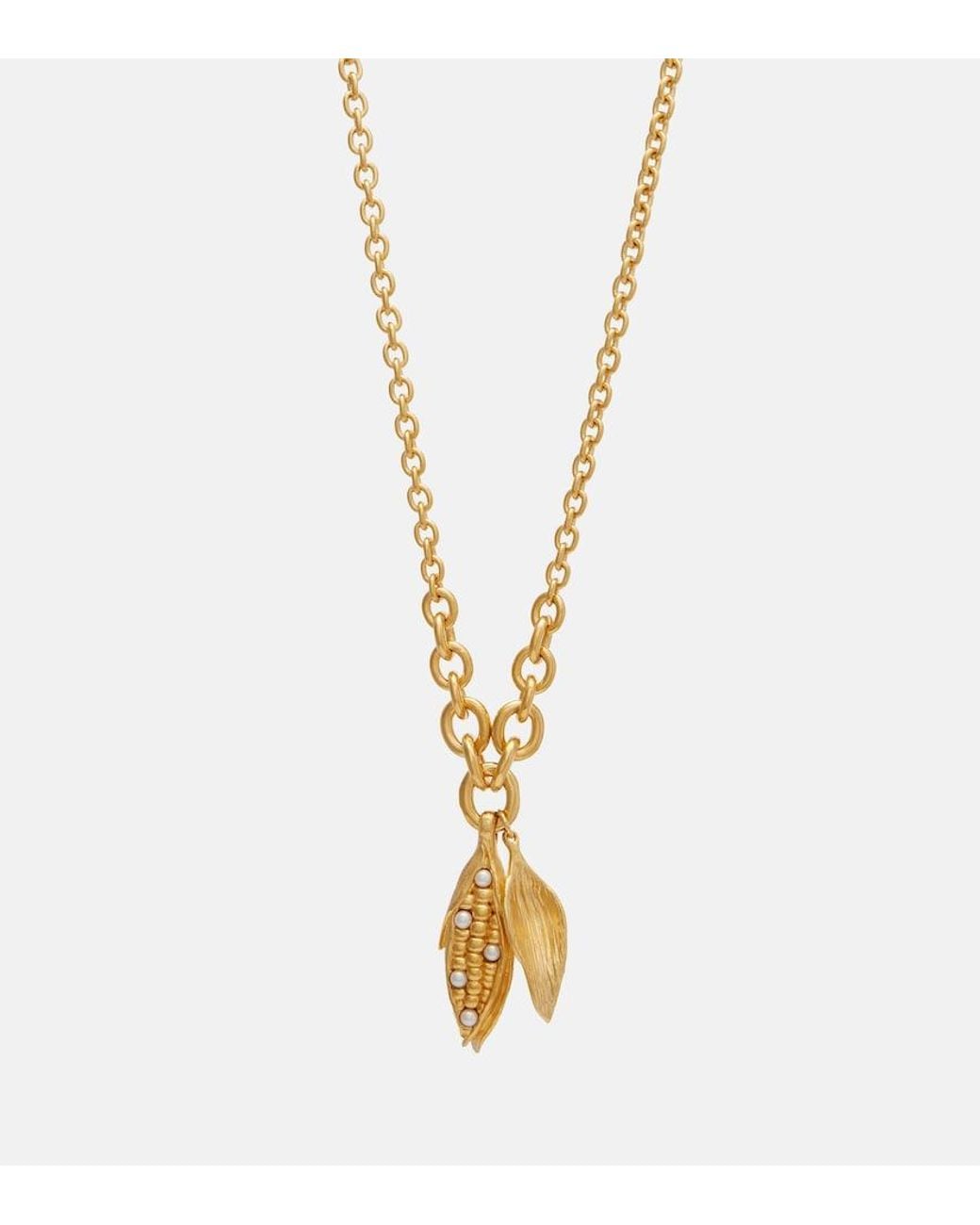 Chloé Metallic Faux Pearl-Embellished Chain Necklace