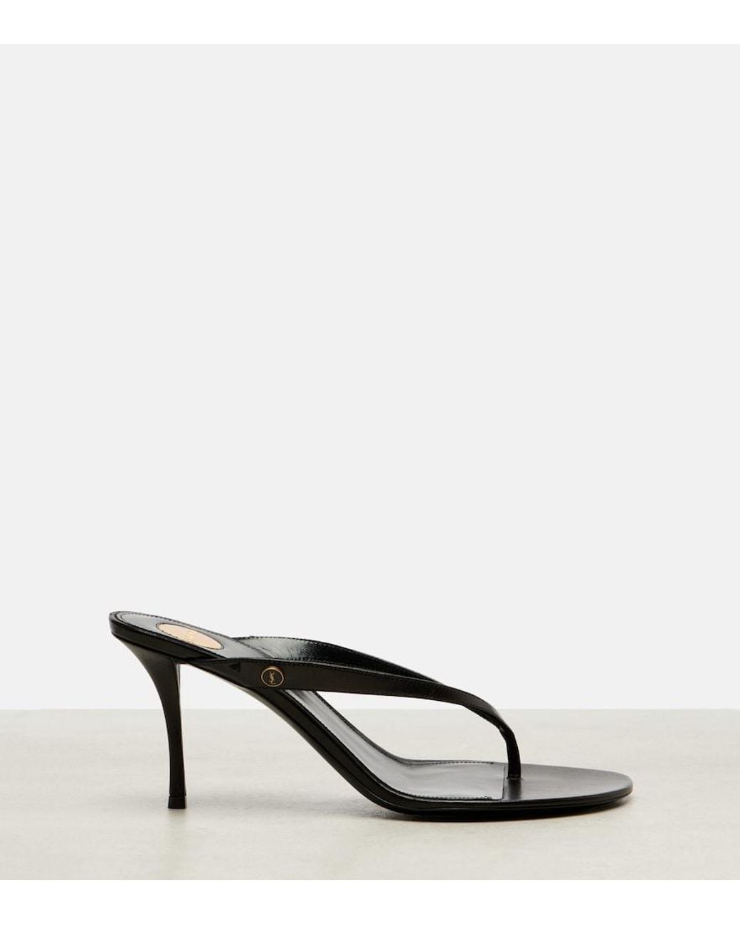 Saint Laurent Black Sue Leather Thong Sandals