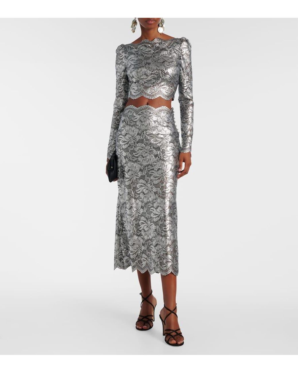 Rabanne Gray Cropped-Top Aus Spitze