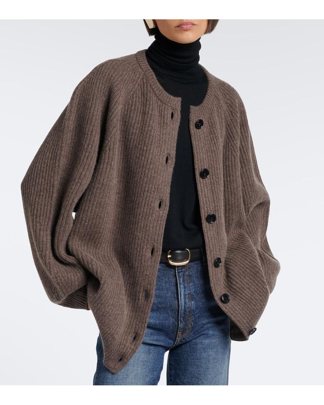 Nour Hammour Brown Laurel Oversized Cashmere And Wool Cardigan