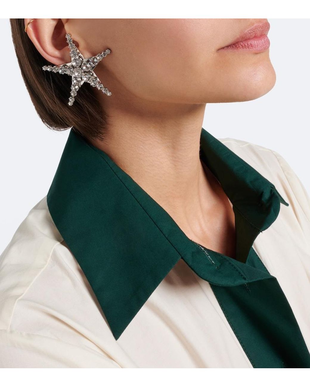 Alessandra Rich White Crystal-Embellished Earrings