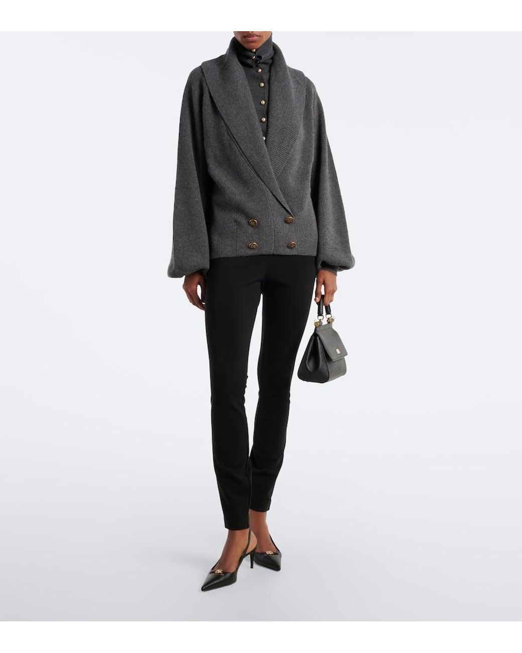 Dolce & Gabbana Black Embellished Virgin Wool Cardigan