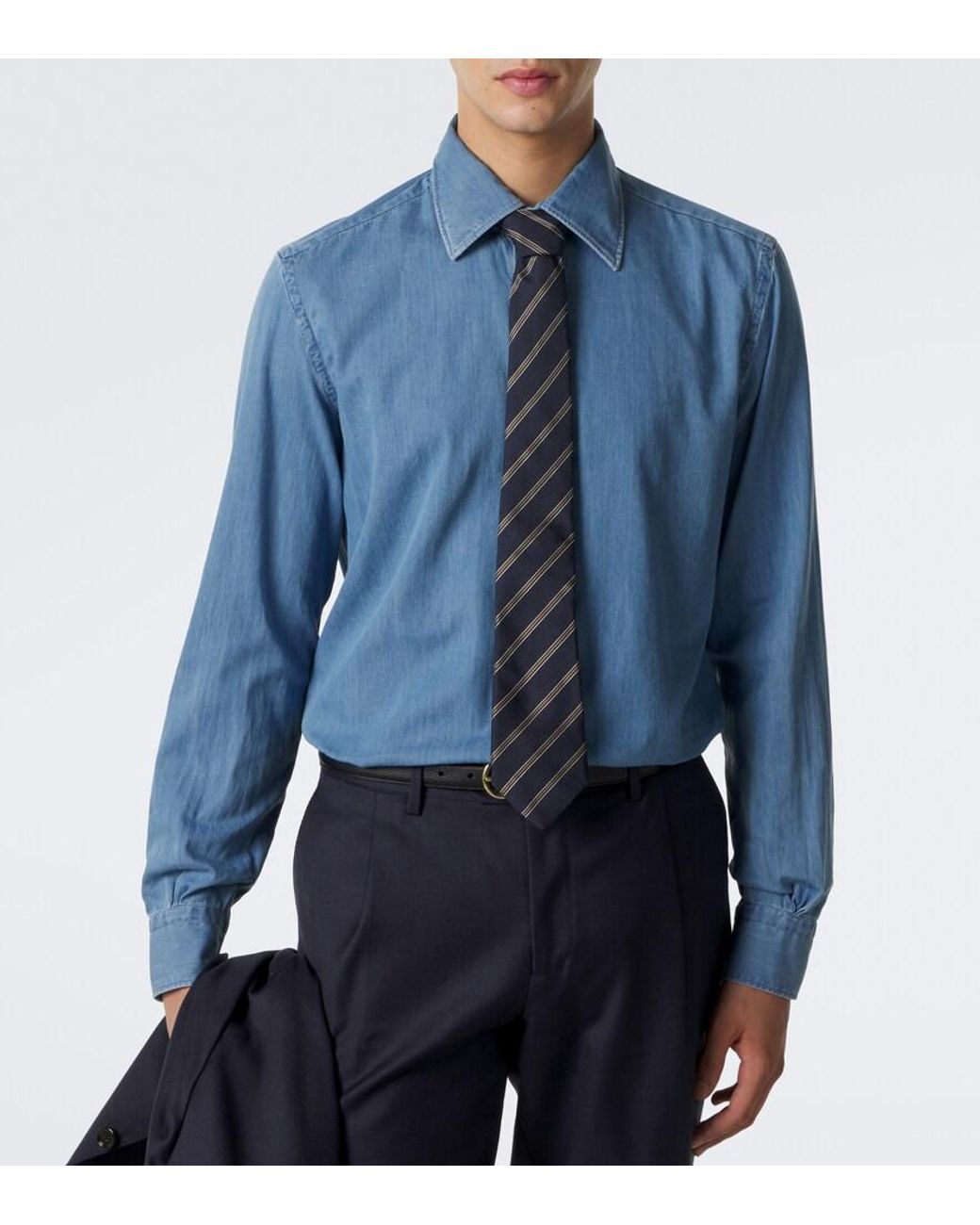 Thom Sweeney Blue Lecce Denim Shirt for men