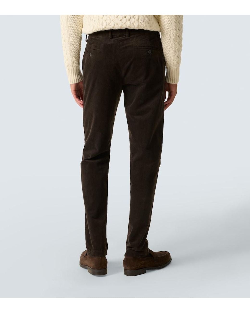 Sunspel Black Corduroy Cotton Straight Pants for men