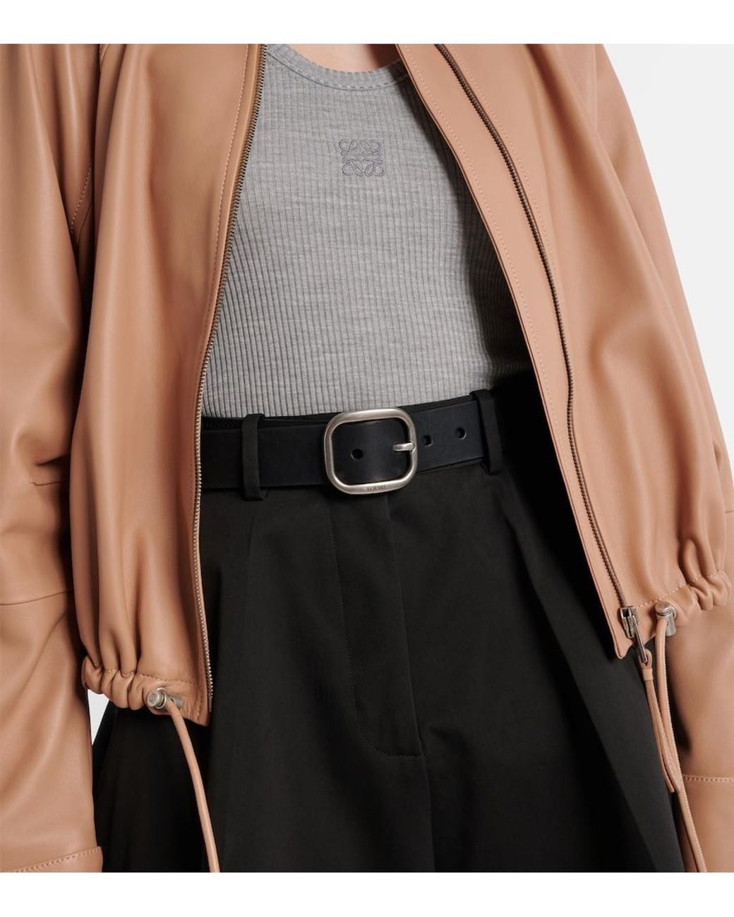 Cinturon De Piel Loewe de color Black