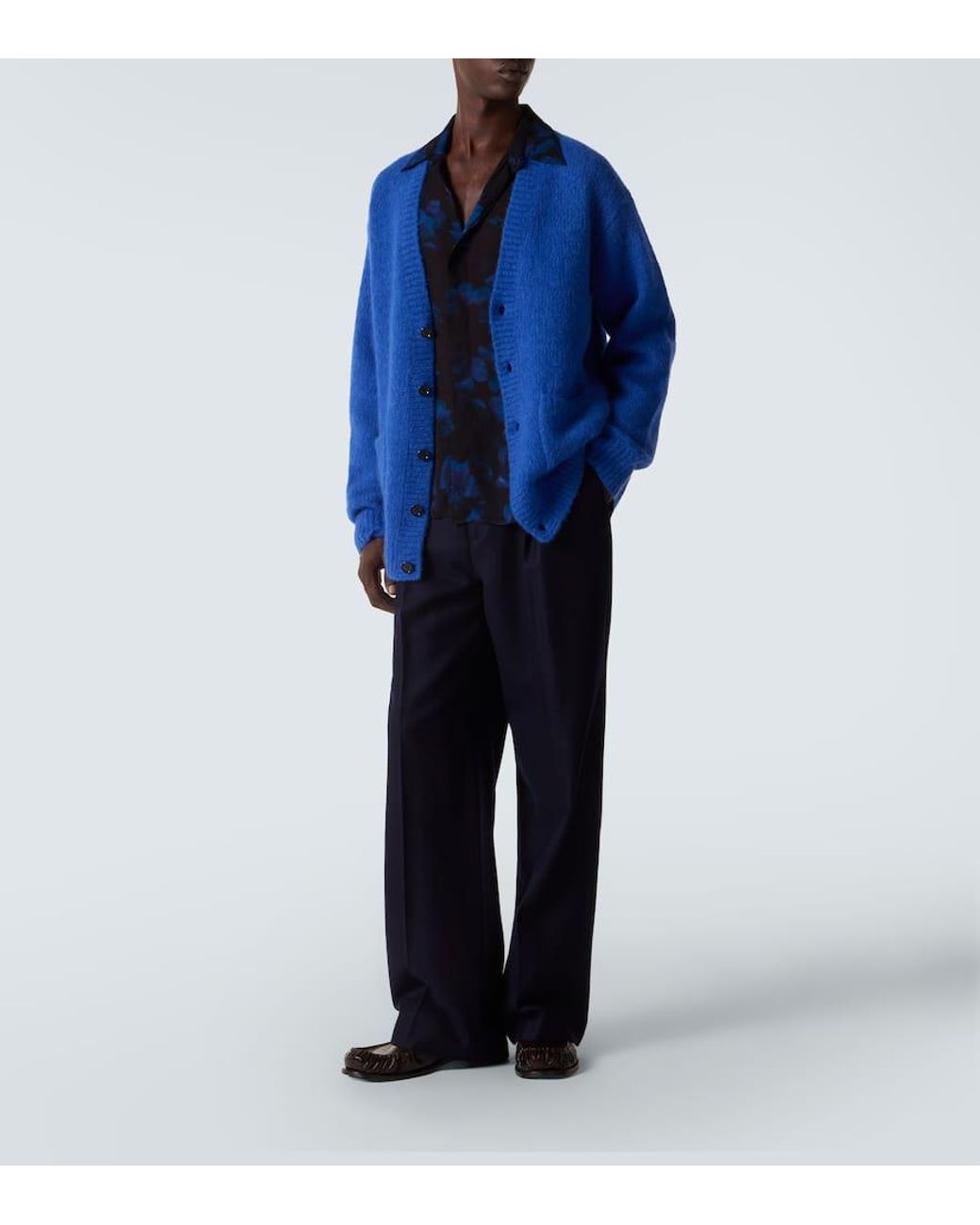 Dries Van Noten Blue Sheer Floral Shirt for men