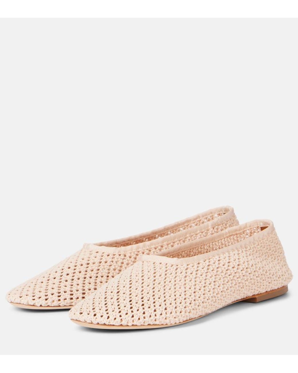 Staud Pink Alba Crochet Ballet Flats