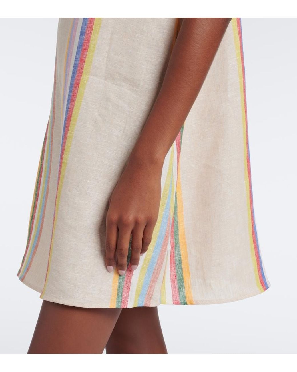 Staud White Laura Striped Linen Minidress