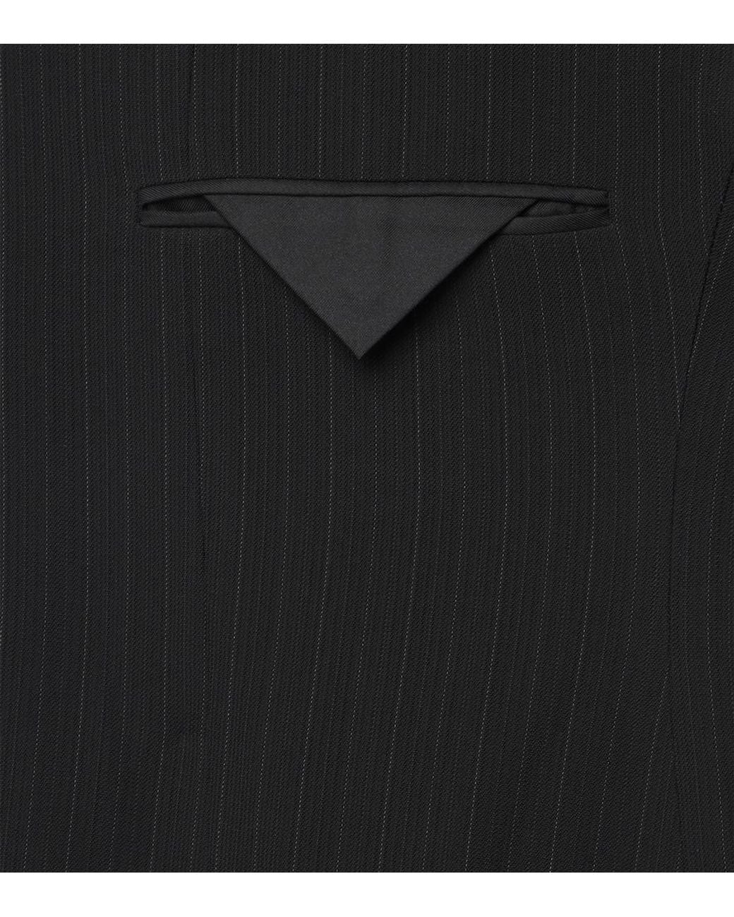Saint Laurent Black Striped Wool-Blend Grain De Poudre Blazer for men