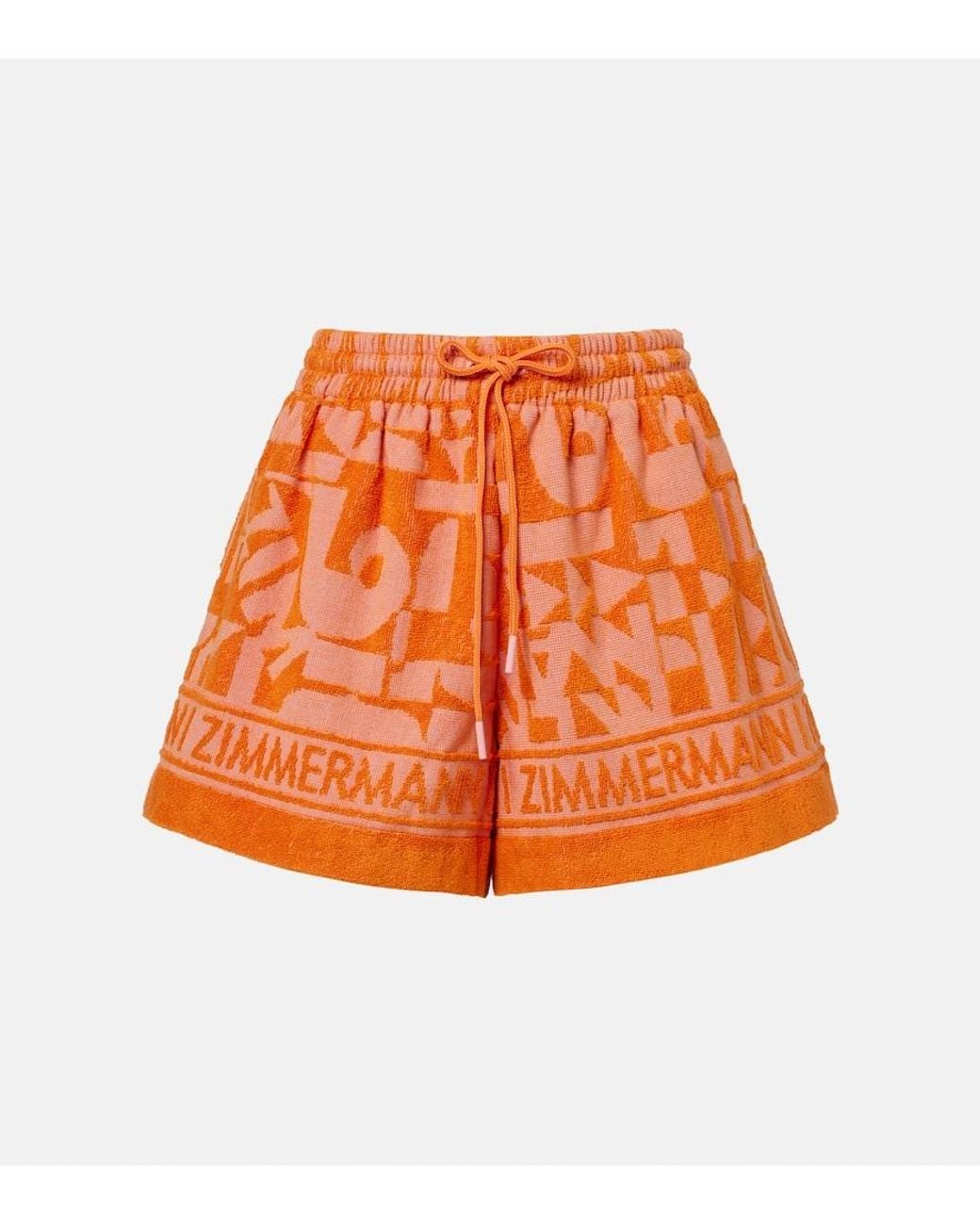 Zimmermann Orange Solstice Cotton Terry Shorts