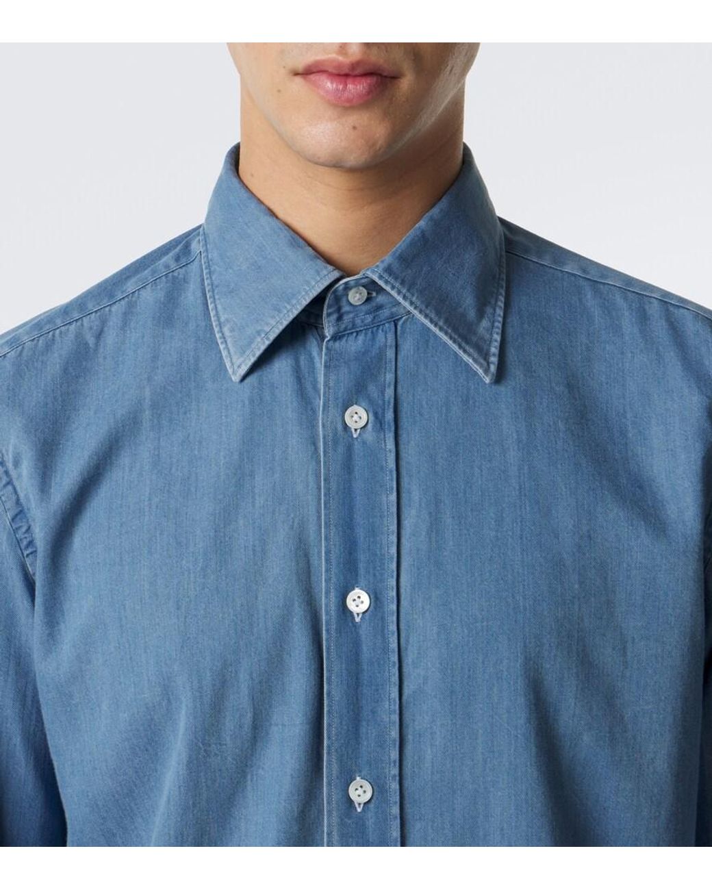 Thom Sweeney Blue Lecce Denim Shirt for men