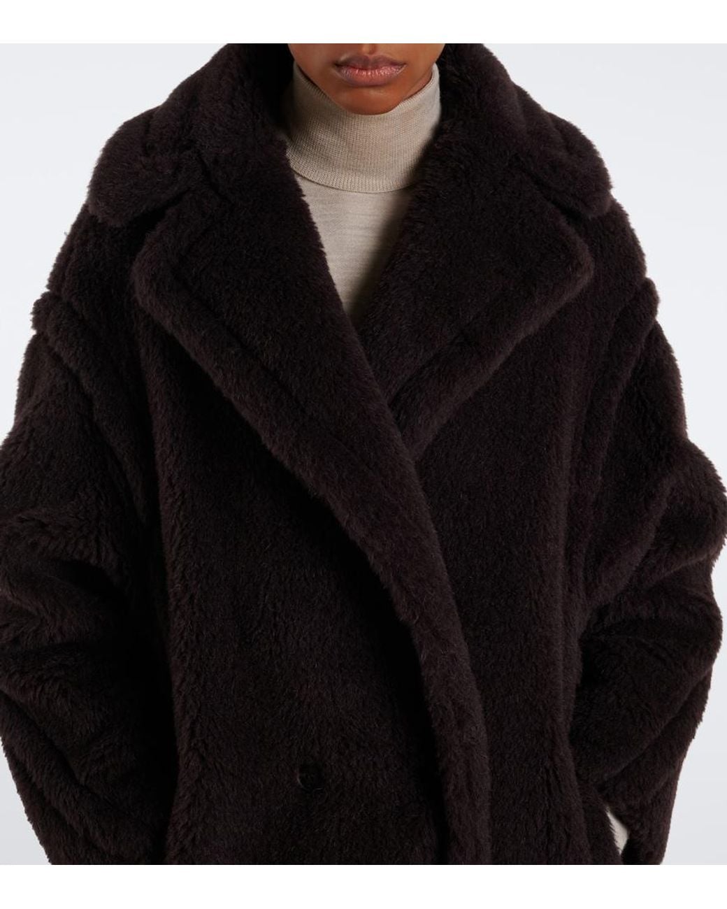 Max Mara Black Teddy Bear Icon Alpaca, Wool, And Silk Coat