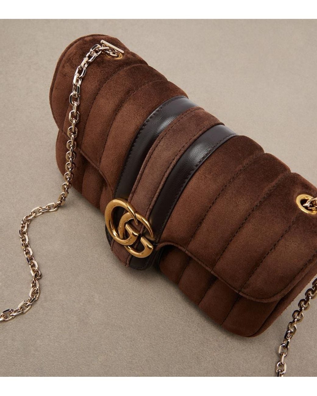 Gucci Brown Jetset Gg Marmont Small Shoulder Bag