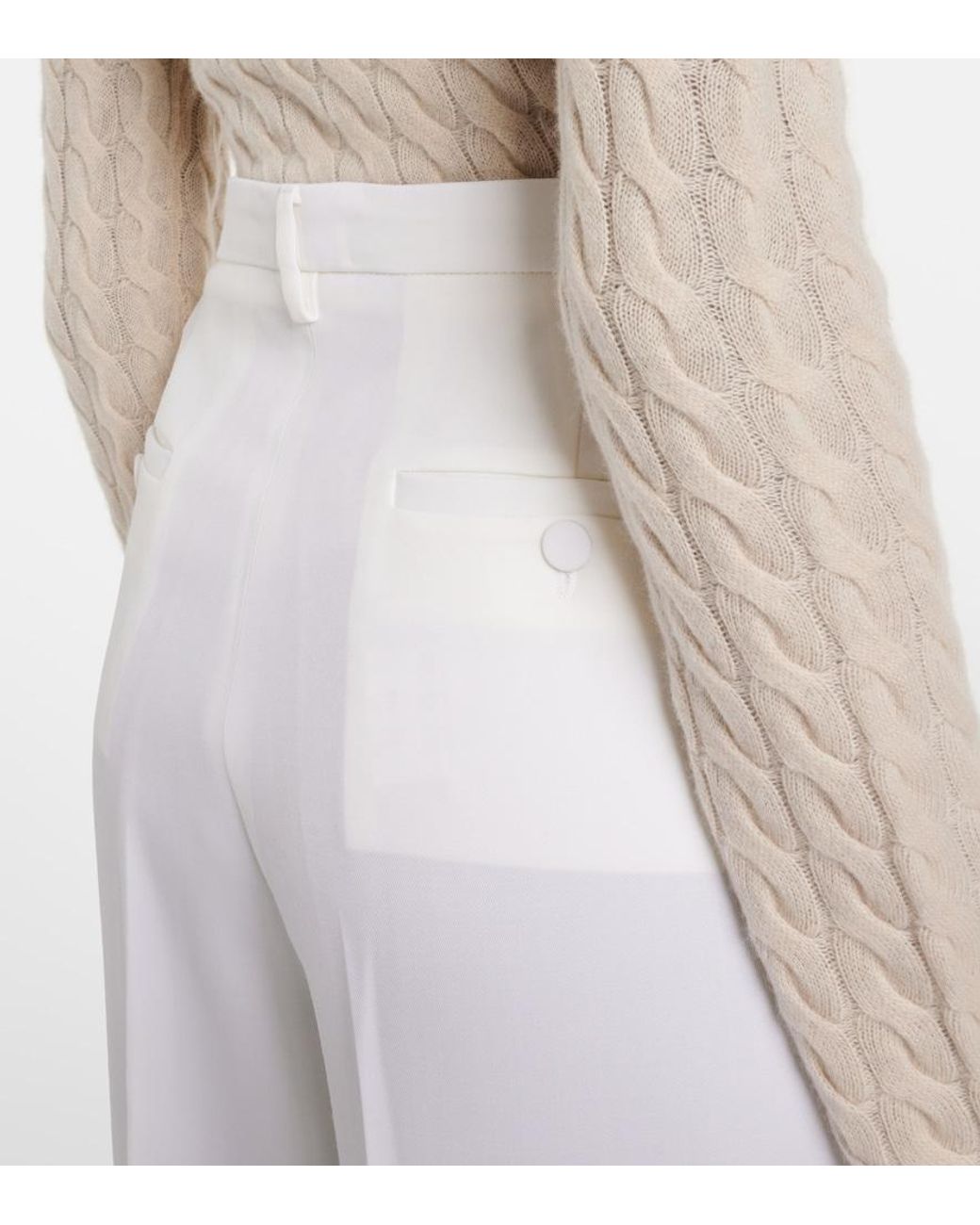 Altuzarra White Emmett High-Rise Wool Tapered Pants