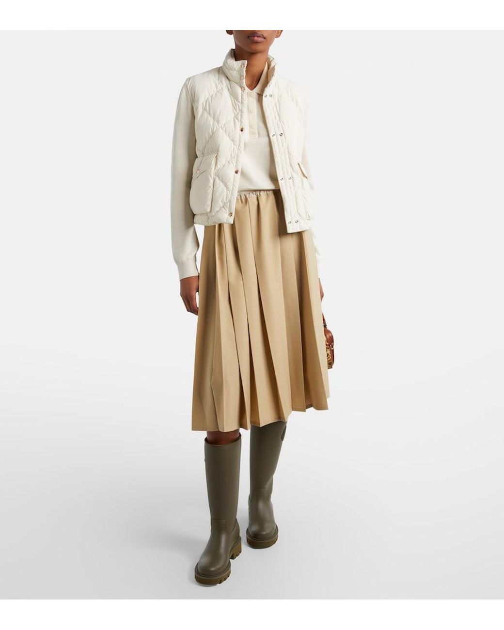 Moncler Natural Down-Paneled Cardigan