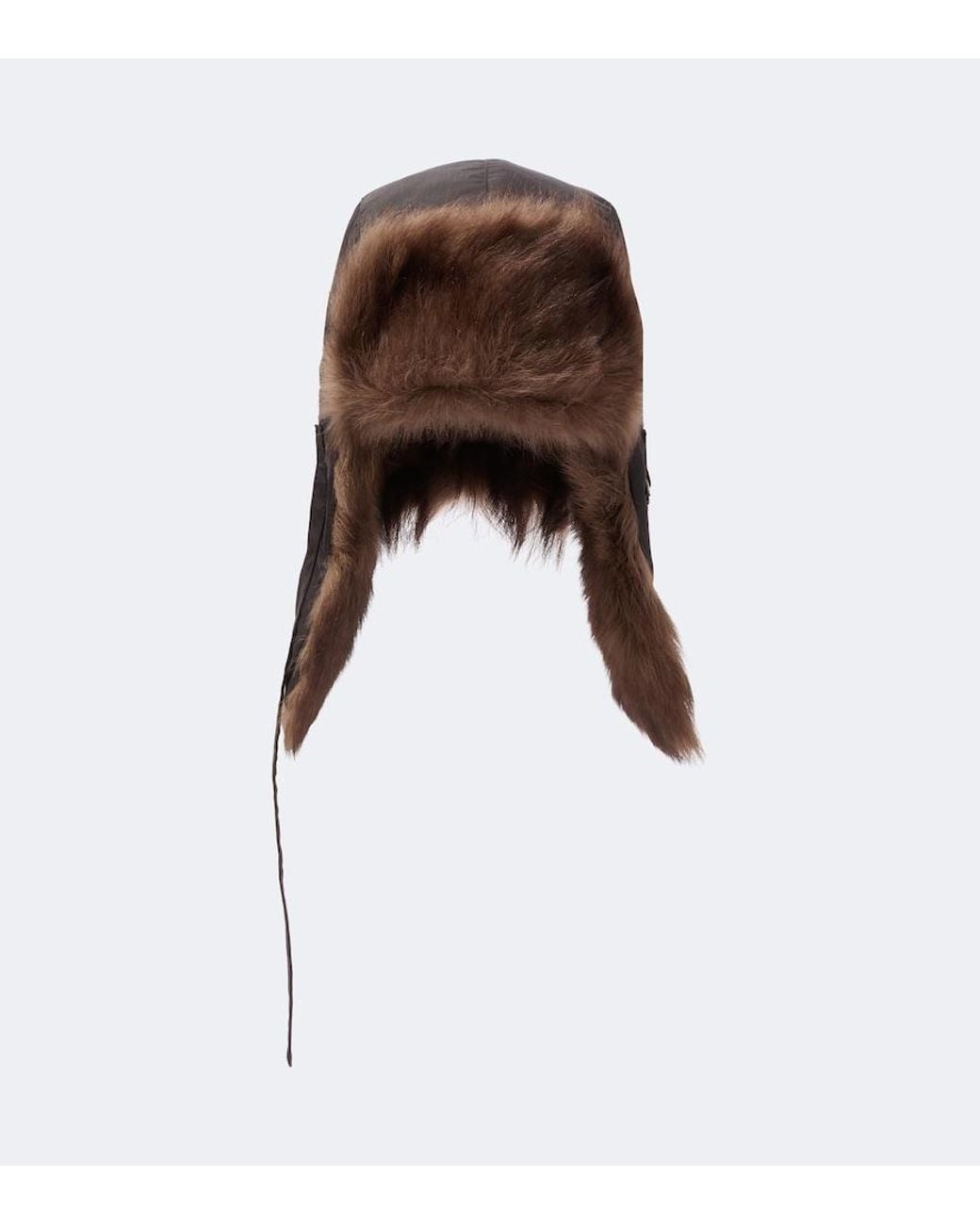 Lemaire Brown Shearling Aviator Hat for men