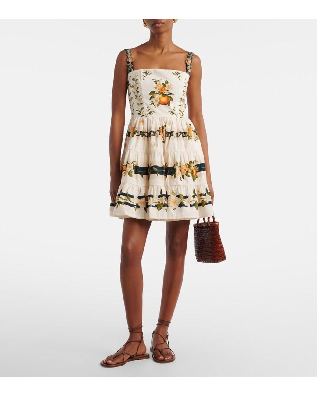 Agua Bendita Natural Lima Valle Floral Cotton Minidress
