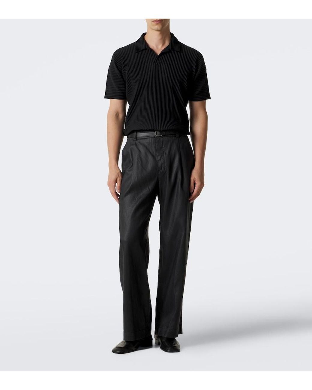 Homme Plissé Issey Miyake Black Basics Pleated Polo Shirt for men