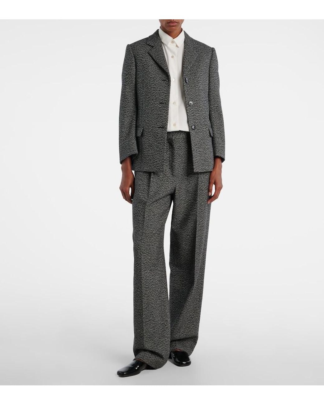 The Row Gray Eudora Cashmere And Wool Blazer