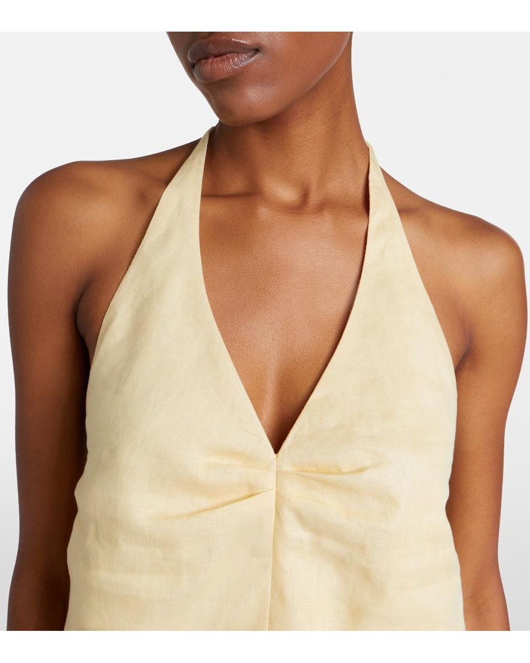 Staud Natural Corso Halterneck Linen Top