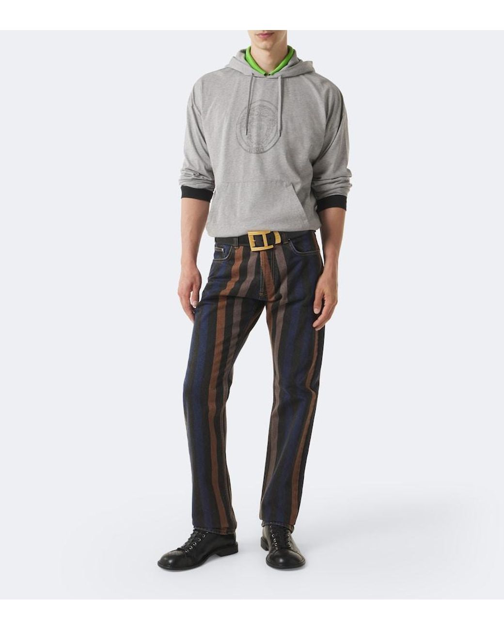 Versace Gray Medusa Cotton Jersey Hoodie for men