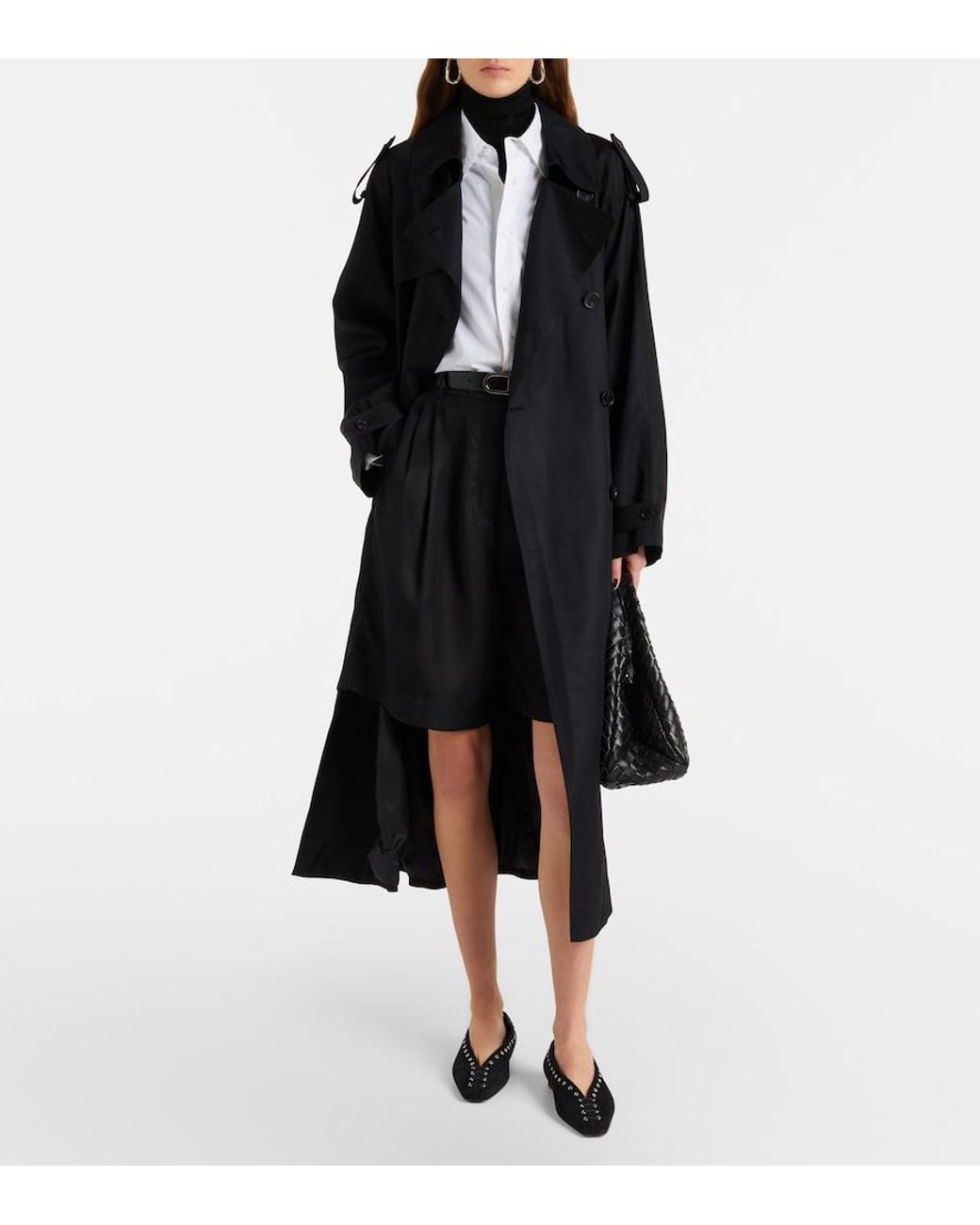 Frankie Shop Black Veyron Double-Breasted Twill Trench Coat