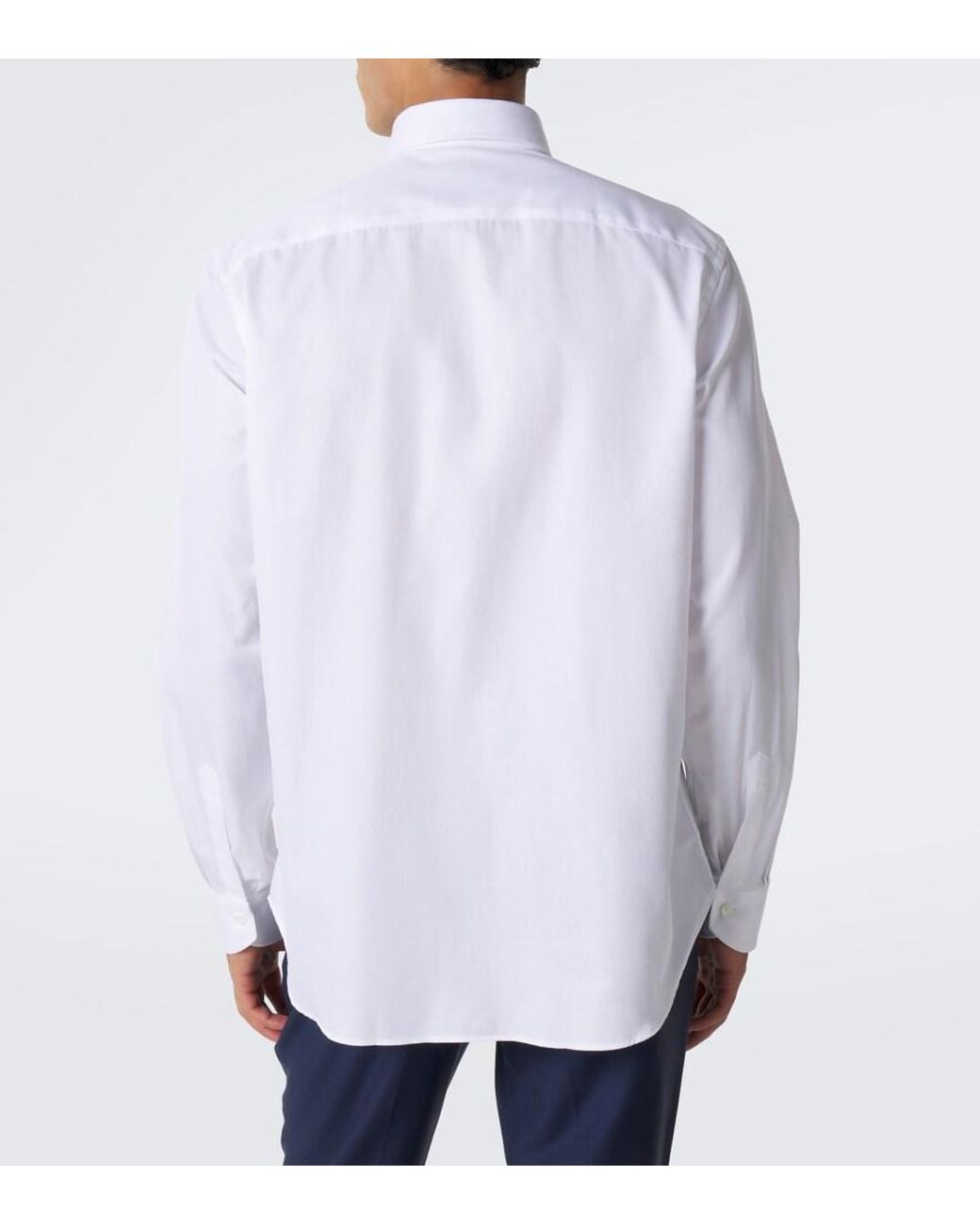 Canali White Cotton Poplin Shirt for men