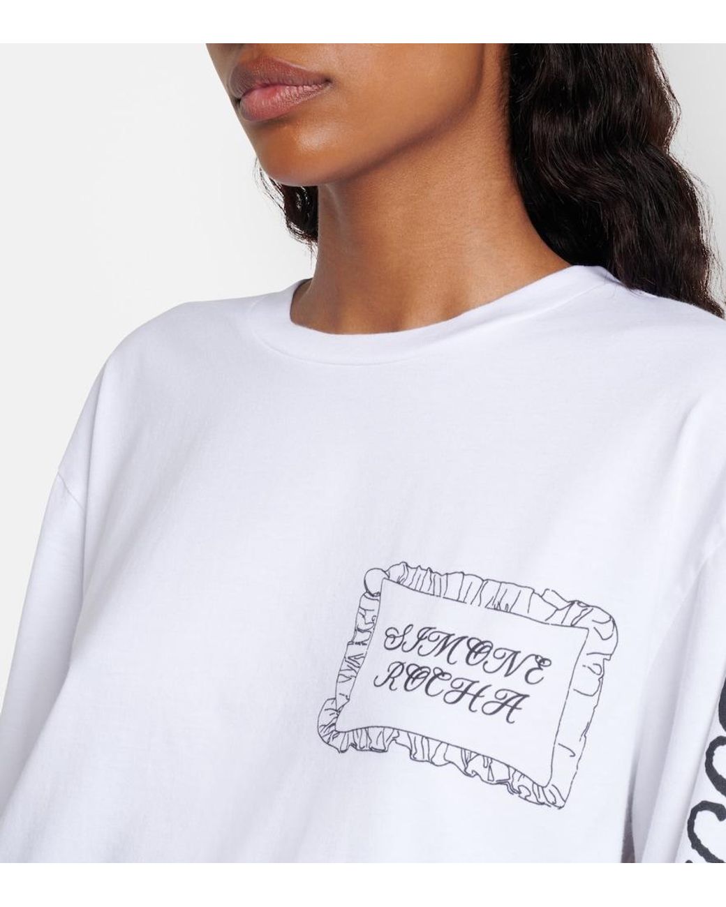 Simone Rocha White Printed Cotton Jersey Top
