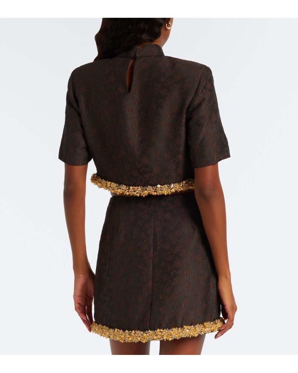 Jonathan Simkhai Black Jalen Embellished Jacquard Crop Top