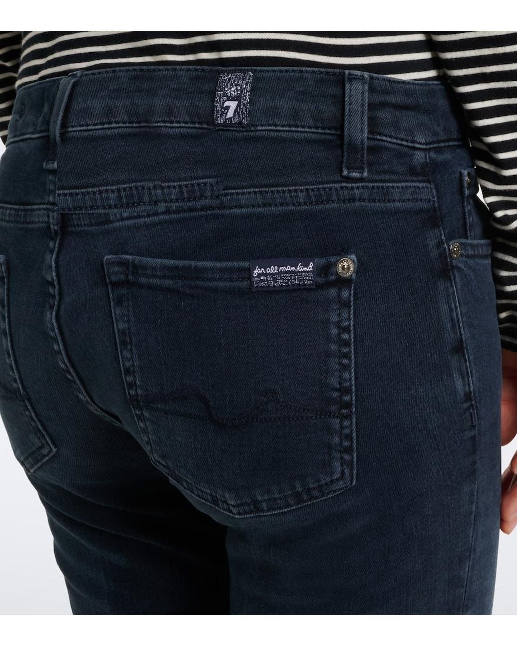 7 For All Mankind Blue Inkstone Low-Rise Skinny Jeans