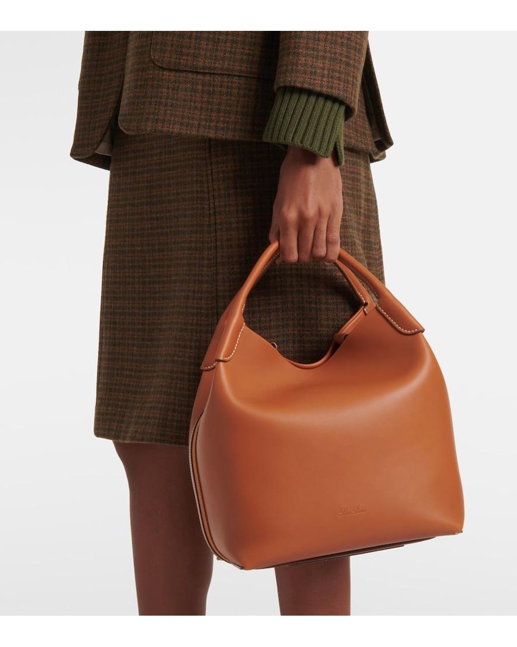 Loro Piana Brown Bale Leather Shoulder Bag