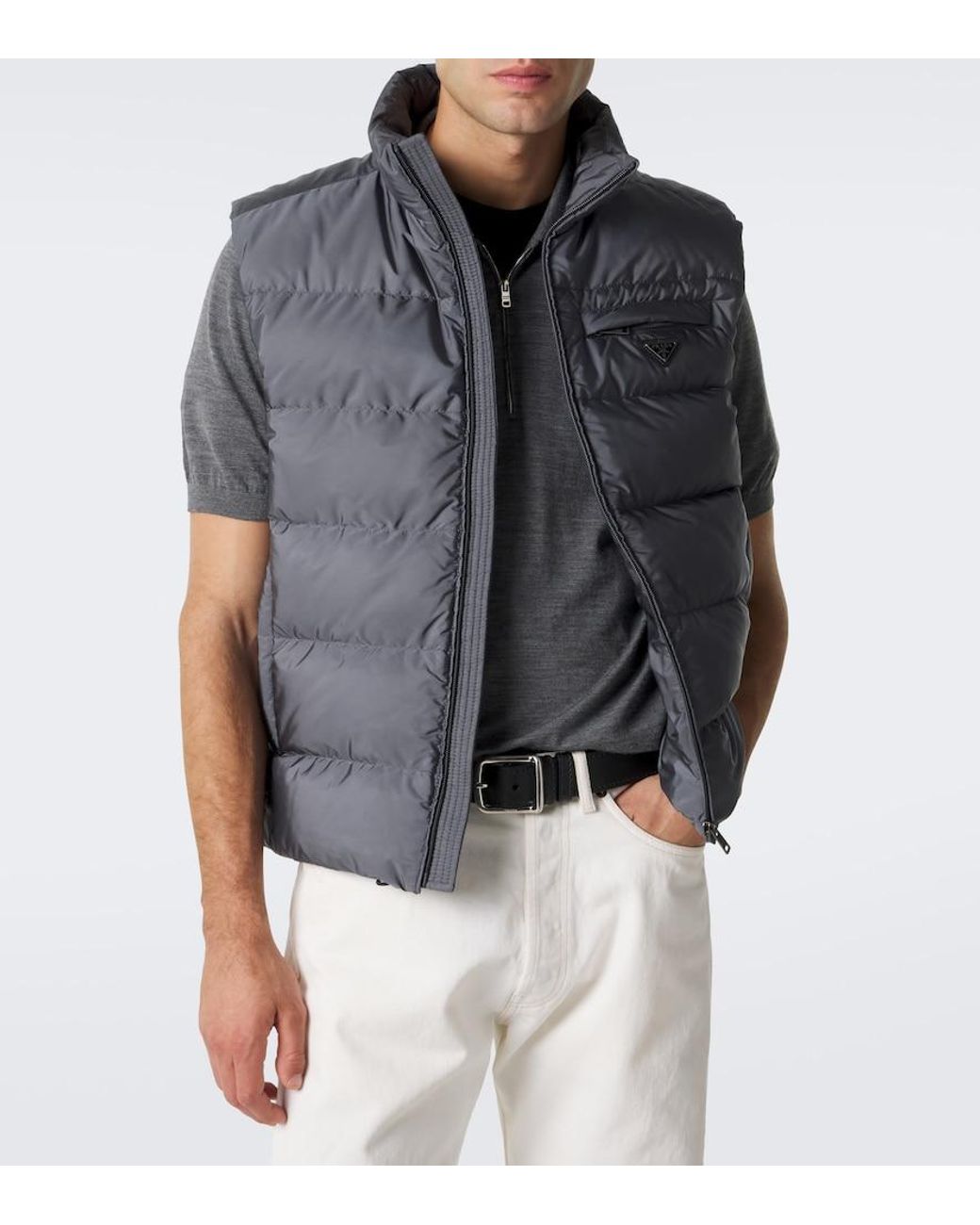 Chaleco De Plumas De Re-Nylon Prada de hombre de color Gray