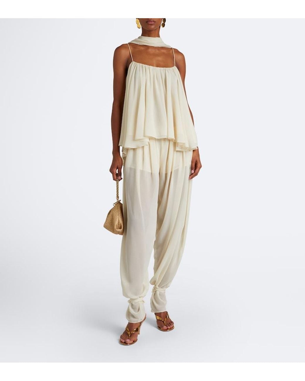 De La Vali White Agapito Georgette Top