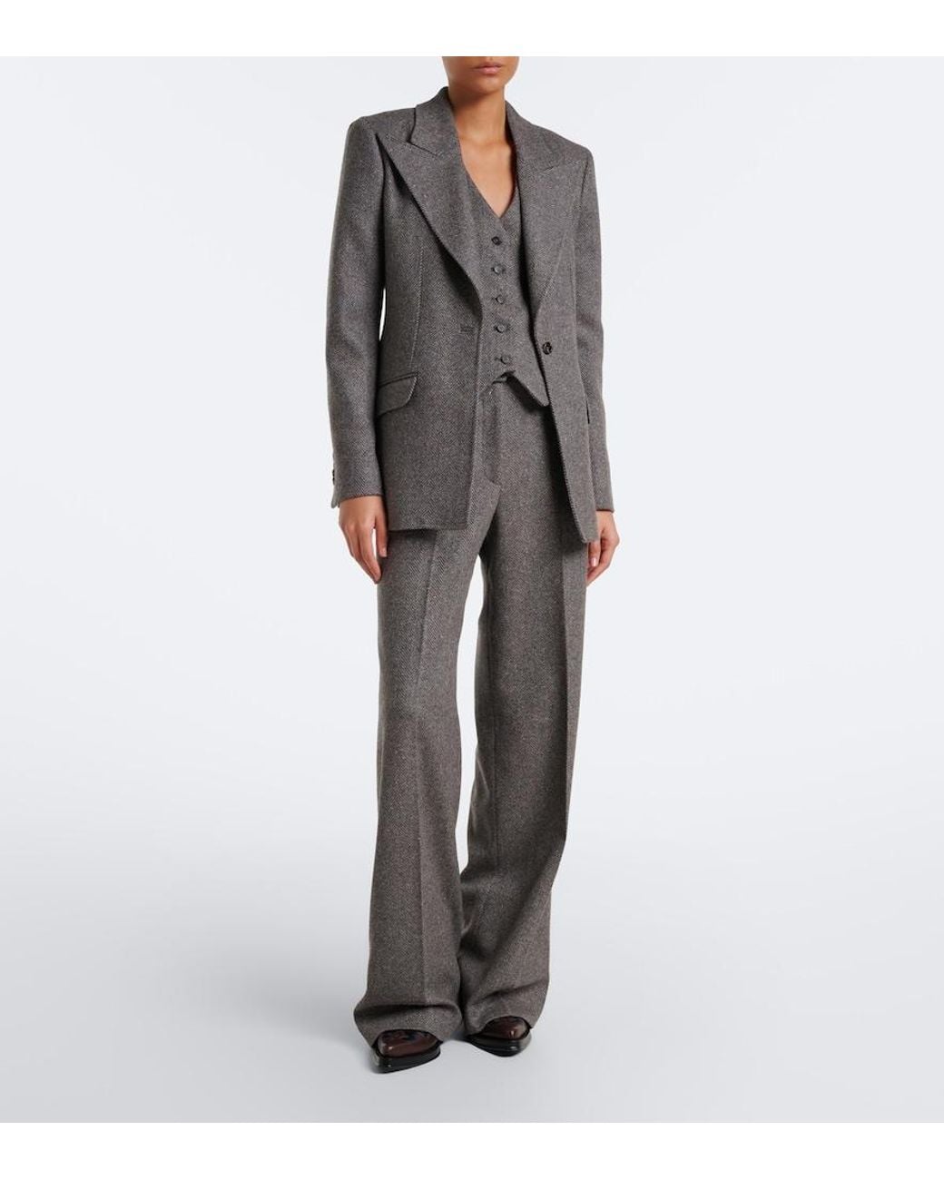 Gabriela Hearst Gray Coleridge Herringbone Cashmere And Wool Vest