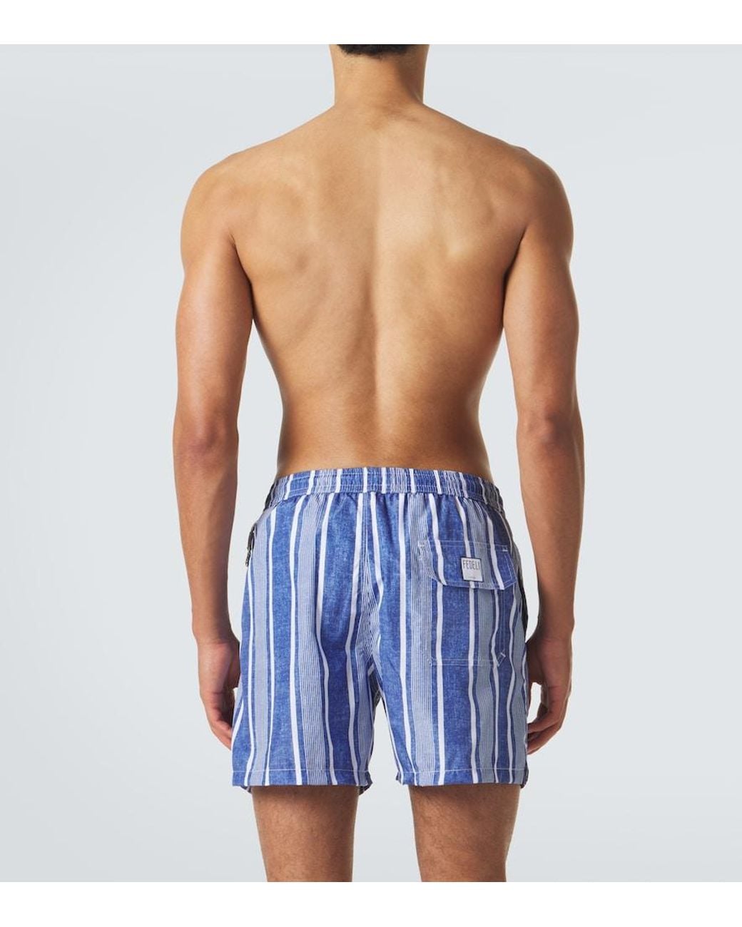 Fedeli Blue Striped Swim Trunks for men