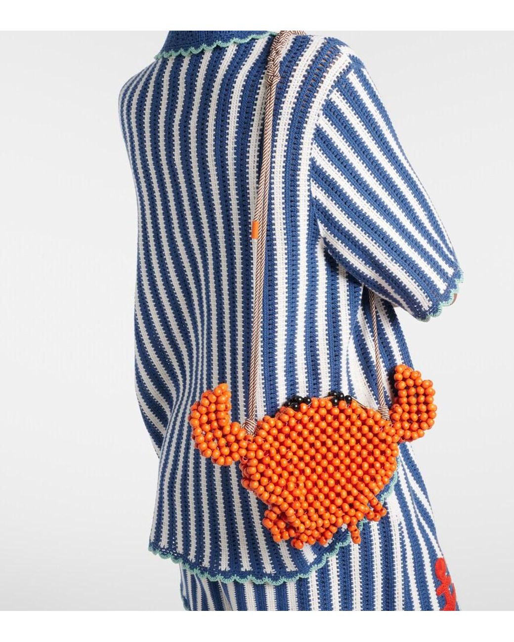 ALÉMAIS Red Crab Mini Beaded Crossbody Bag
