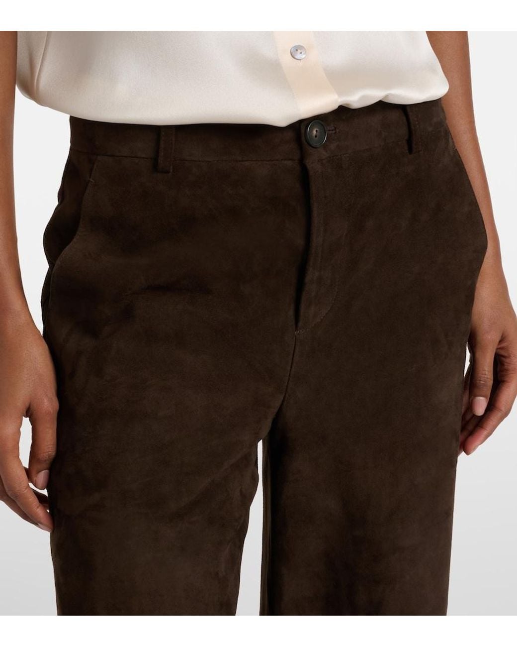 Vince Brown Leather Straight Pants