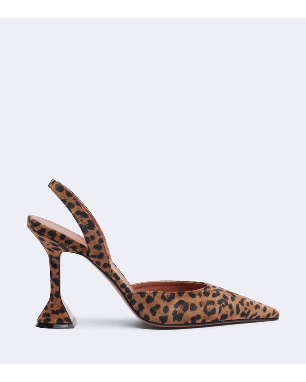 AMINA MUADDI Brown Holli Leopard-Print Suede Slingback Pumps
