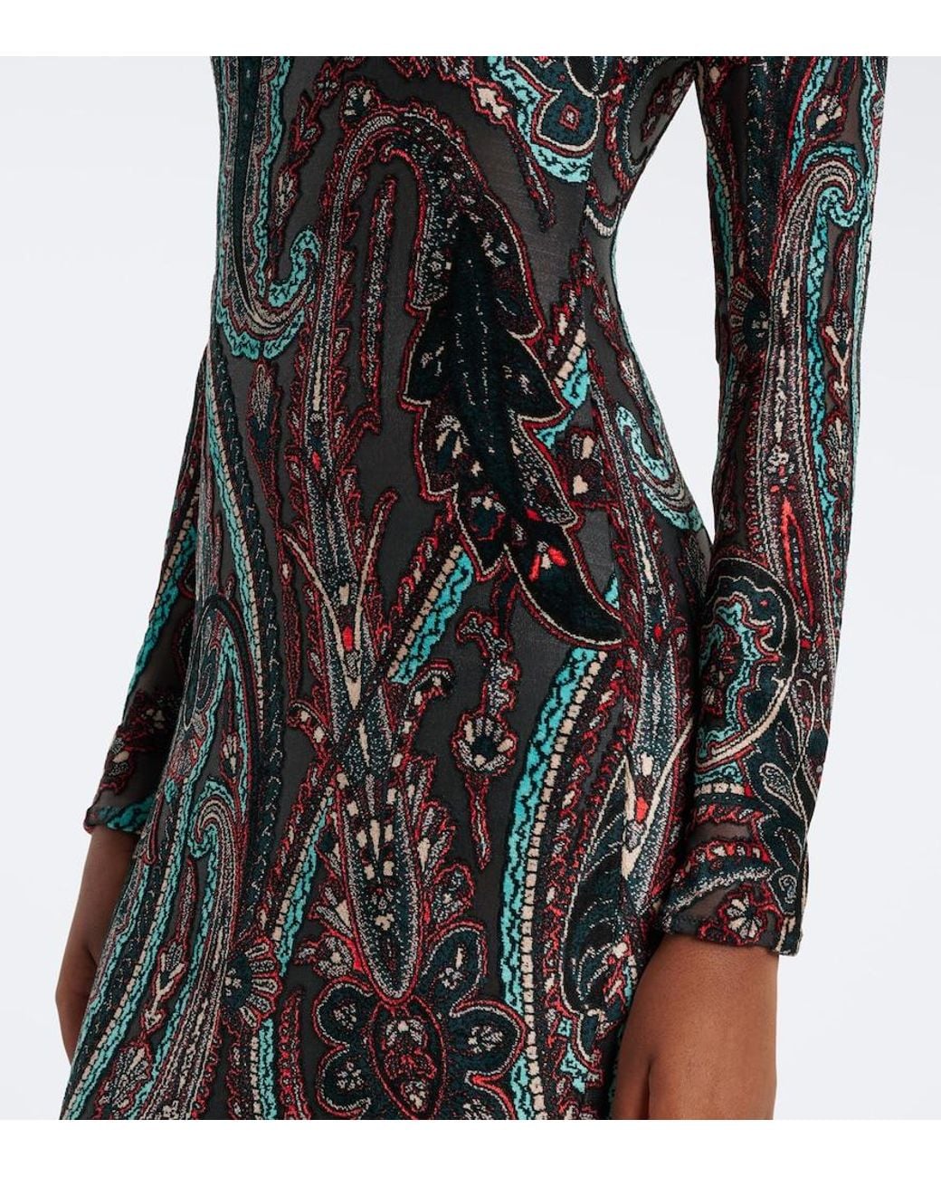 Etro Black Paisley Jersey And Chenille Gown