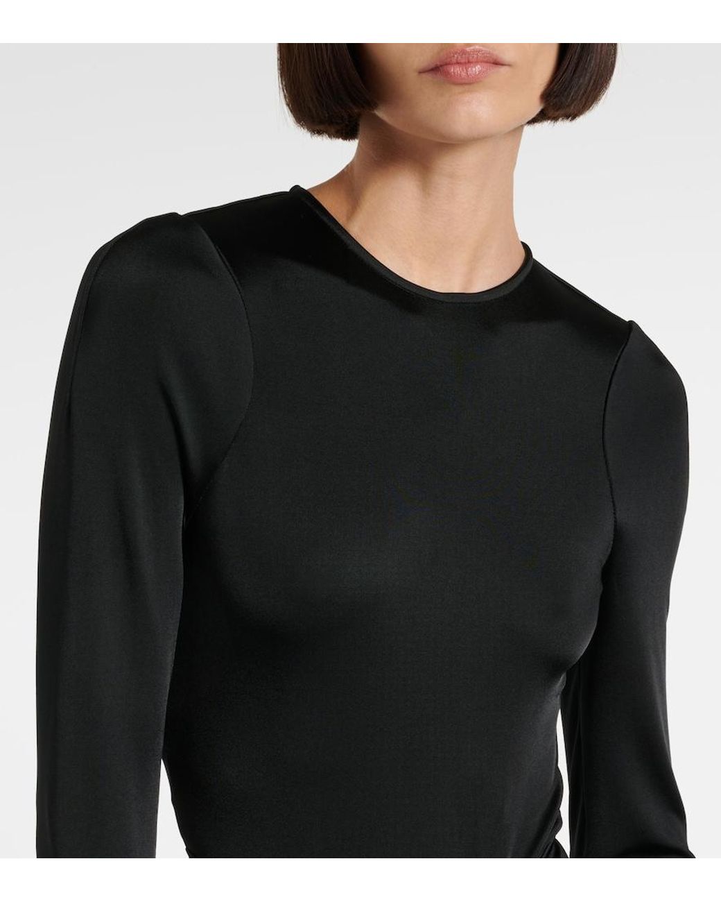 Victoria Beckham Black Gathered Midi Dress