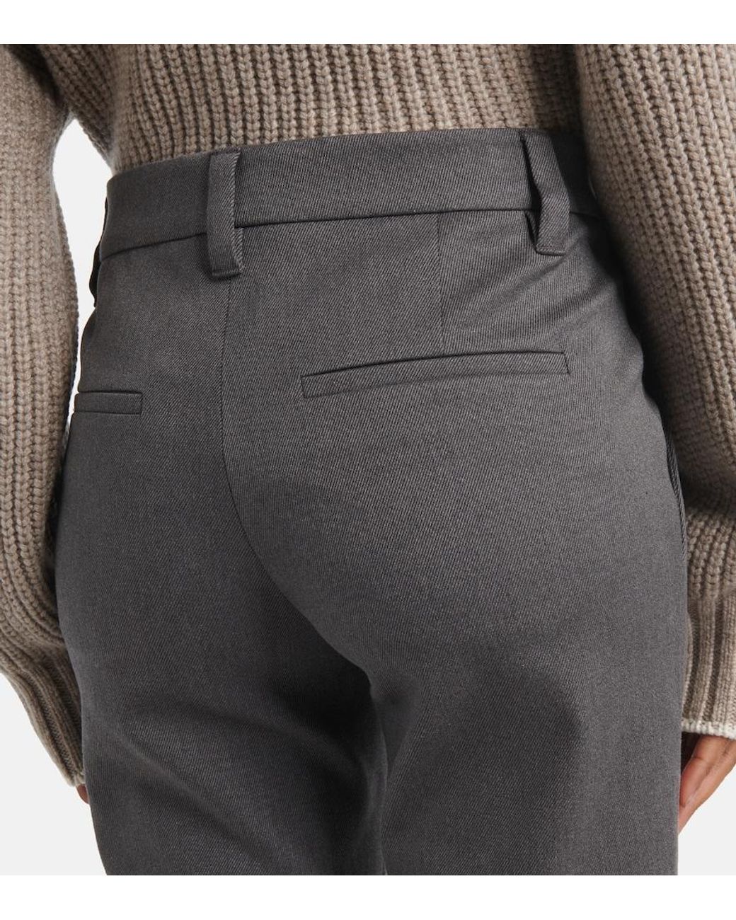 Brunello Cucinelli Gray Cotton-Blend Slim Pants